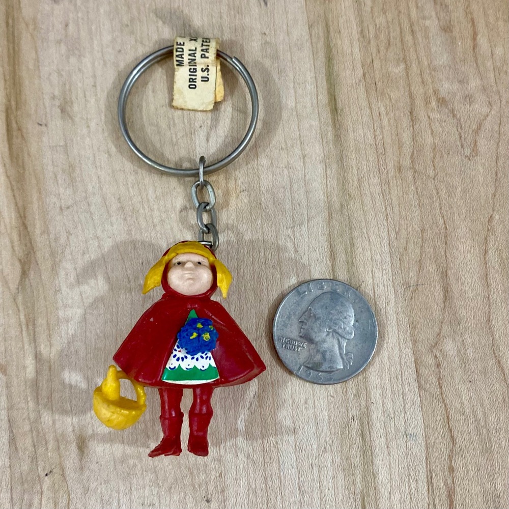 Vintage 60s Little Red Riding Hood Original Xandria Pixie Keychain Italy RARE*
